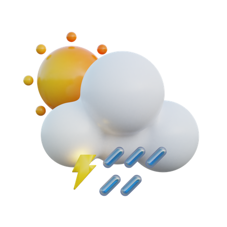 Chuva ensolarada e trovão  3D Icon