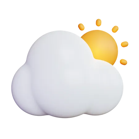 Ensolarado nublado  3D Icon