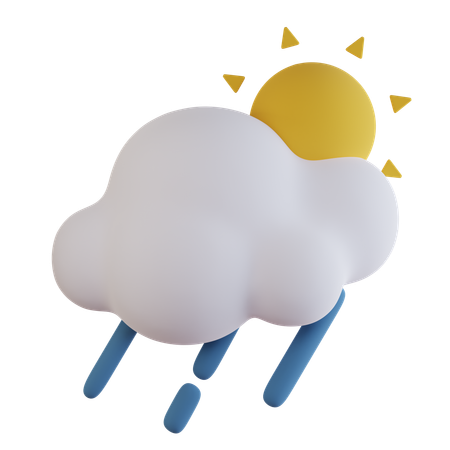 Ensoleillé, forte pluie  3D Icon