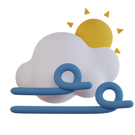 Ensoleillé, venteux, nuageux  3D Icon