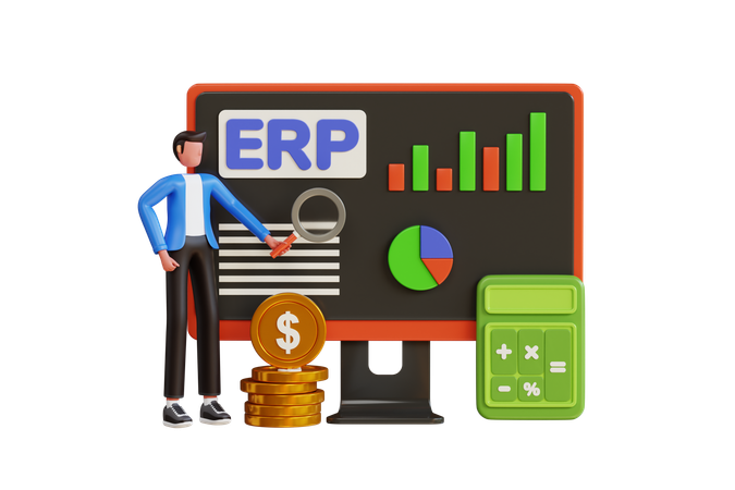 Enterprise Resource Planning System  3D Illustration