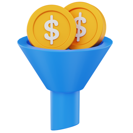 Entonnoir à pièces d'un dollar  3D Icon