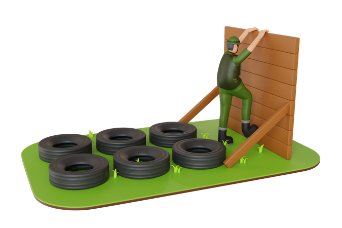 Entraînement militaire dans le camp  3D Illustration