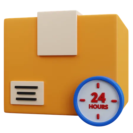 Caja De Carton Amarilla De Renderizado 3 D Con Reloj De 24 Horas Aislado 3D Icon