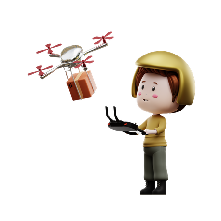 Entregadores entregam por drone  3D Illustration
