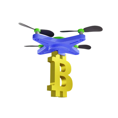 Entrega de Bitcoin por drones  3D Illustration