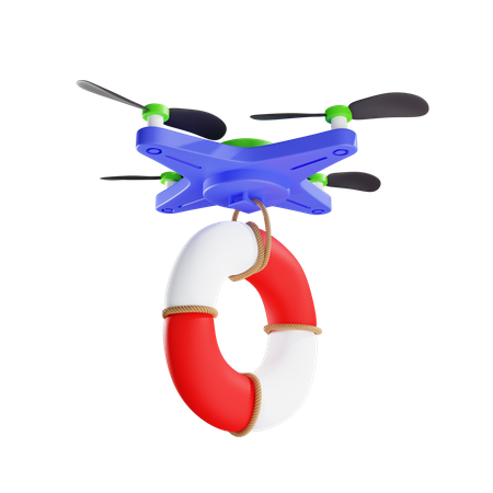 Entrega de boia salva-vidas por drone  3D Illustration