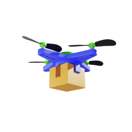 Entrega de caixa de papelão por drone  3D Illustration