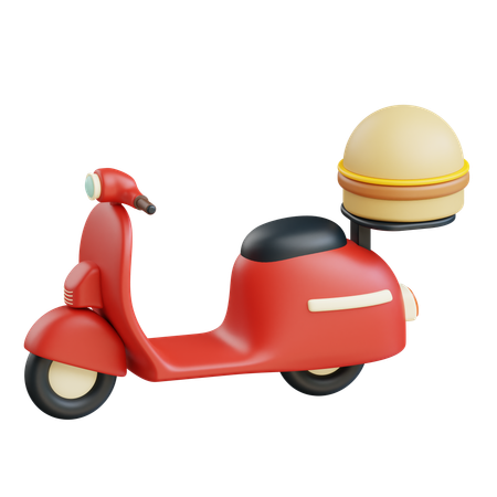 Entrega de hamburguesas en scooter  3D Icon