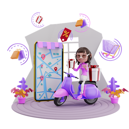 Entrega de pedidos de compras  3D Icon