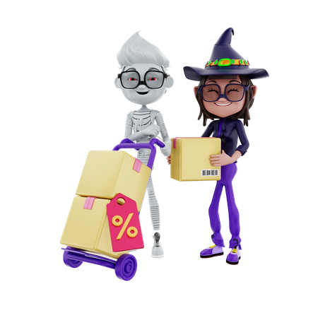 Entrega de produtos de venda de Halloween  3D Illustration