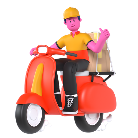 Entrega de scooter  3D Illustration