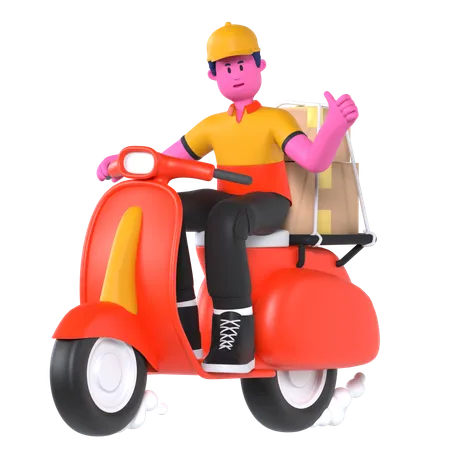 Entrega de scooter  3D Illustration