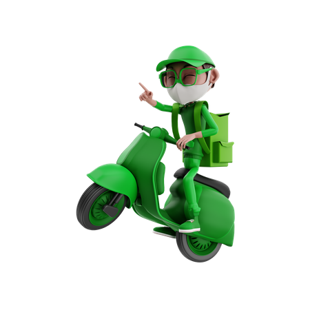 Entrega en scooter  3D Illustration