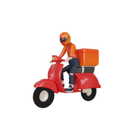 Entrega urgente en scooter  3D Illustration