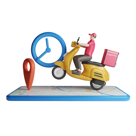 Entrega de correio expresso em bicicleta  3D Illustration