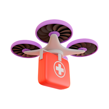 Entrega por drone de kit de primeiros socorros  3D Illustration