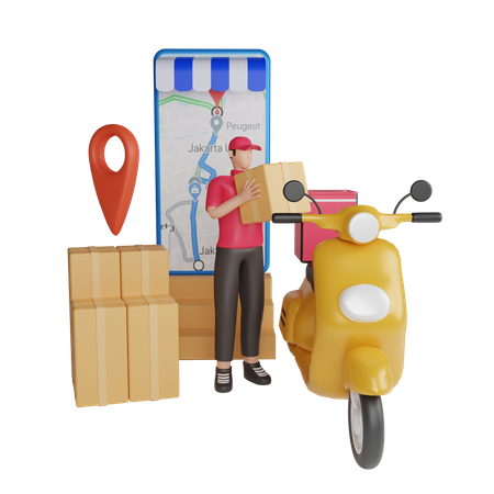 Entrega rápida en scooter  3D Illustration