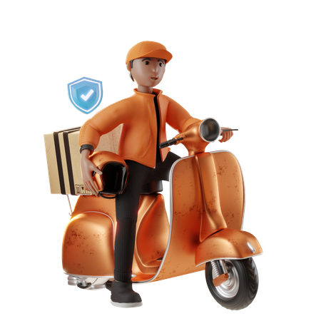Entrega segura de scooters  3D Illustration