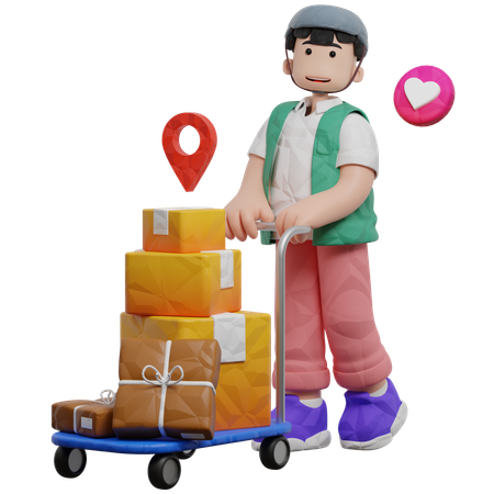 Carrinho de carga para entrega  3D Illustration
