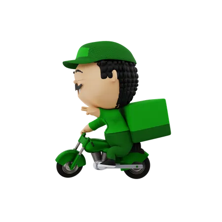 Entregador andando de bicicleta  3D Illustration