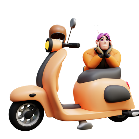 Entregador com scooter  3D Illustration