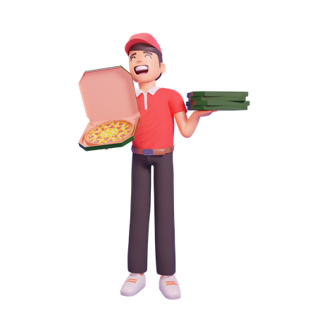 Entregador de pizza  3D Illustration