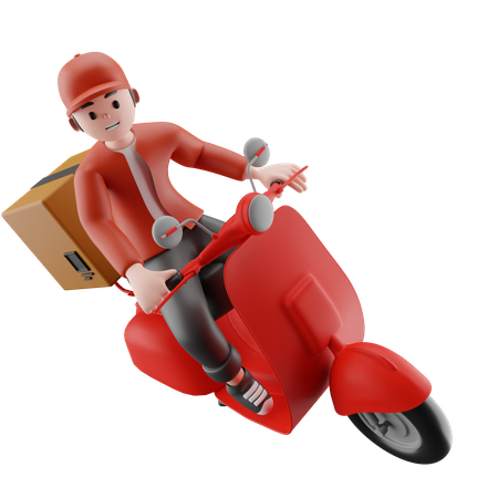 Entregador fazendo entrega de bicicleta  3D Illustration