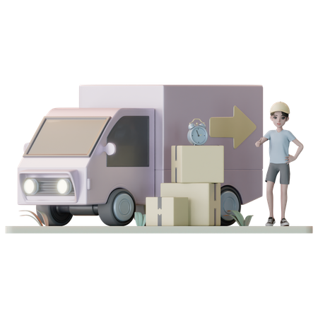 Entregador fazendo entregas  3D Illustration