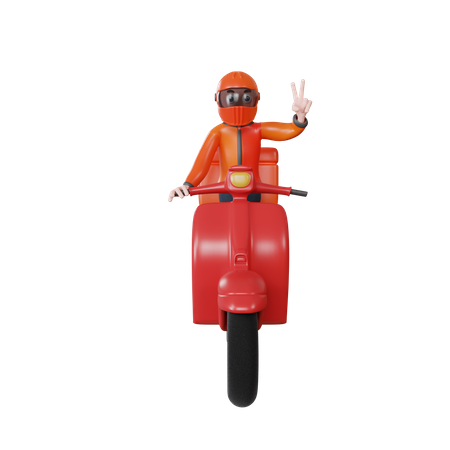 Entregador em scooter  3D Illustration