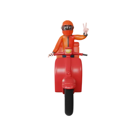 Entregador em scooter  3D Illustration