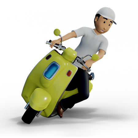 Entregador na scooter  3D Illustration