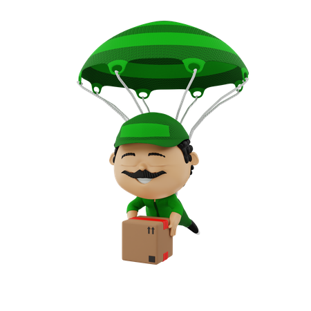 Entregador pousando com pára-quedas  3D Icon