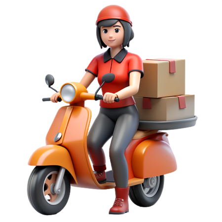 Entregadora de motocicleta  3D Icon