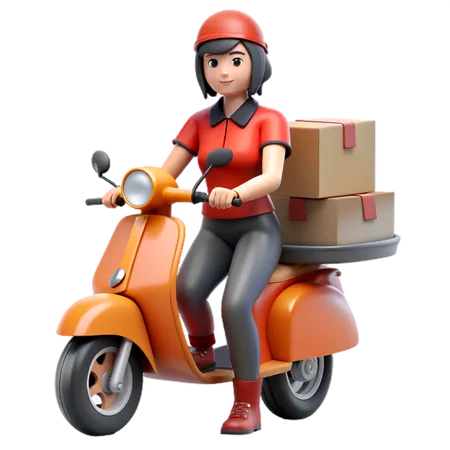 Entregadora de motocicleta  3D Icon