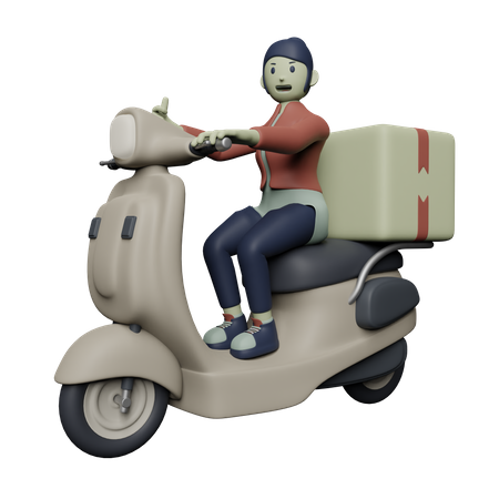 Entregadora em scooter  3D Illustration