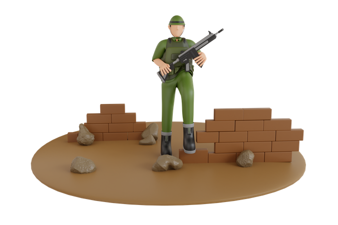 Entrenamiento militar  3D Illustration