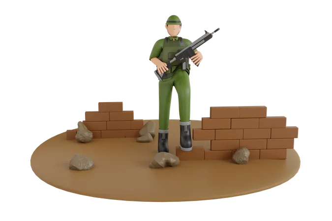 Entrenamiento militar  3D Illustration