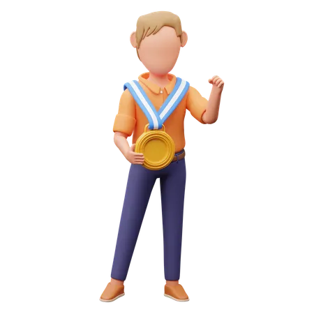 Entrepreneur avec médaille d'or  3D Illustration