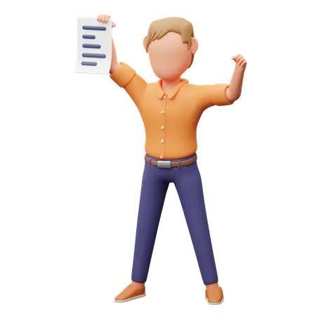 Entrepreneur Holding Document  3D Illustration