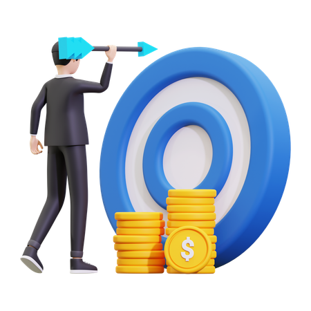 Entrepreneur with a profit target  3D Illustration