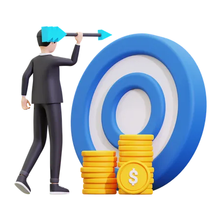 Entrepreneur with a profit target  3D Illustration