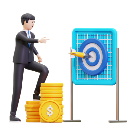 Entrepreneur with a profit target  3D Illustration