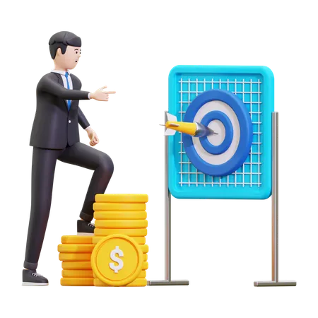 Entrepreneur with a profit target  3D Illustration