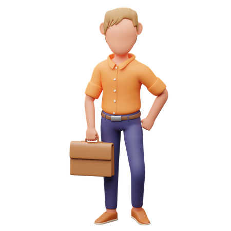 Entrepreneur With Briefcase  3D Illustration