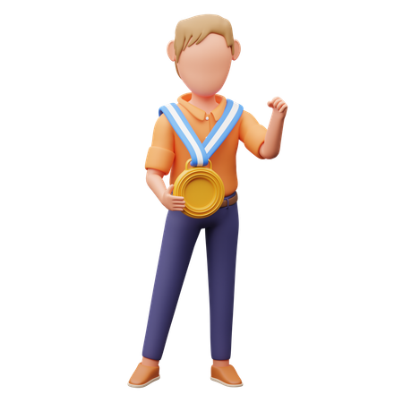 Entrepreneur With Gold Medal  3D Illustration