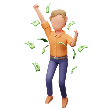 Entrepreneur With Money  3D Illustration