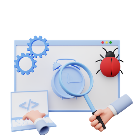 Entwickler arbeitet an der Fehlerbehebung  3D Icon
