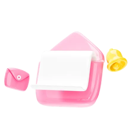 Envelope With White Paper On Pink Background 3D Icon