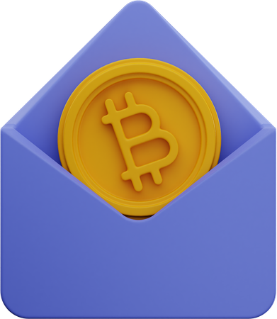 Envelope bitcoin  3D Illustration